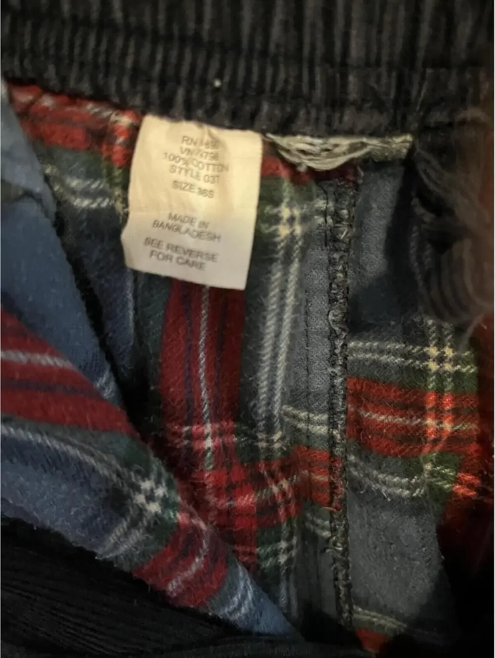 32x26 Corduroy Navy Flannel Lined Elastic Waist Pants